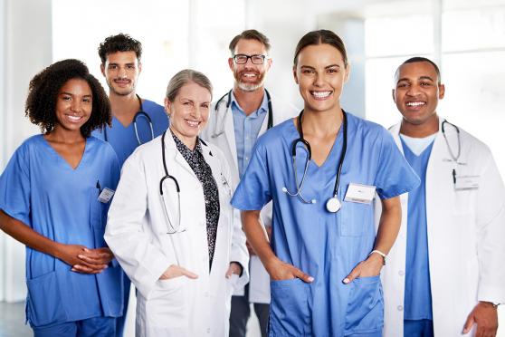 Posed photo of a group of health care professionals